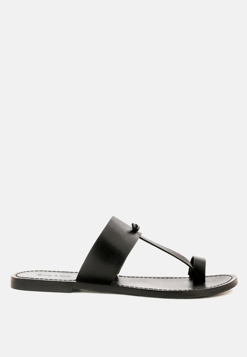 LEONA – Sandalia Negra de Piel con Estilo Europeo
