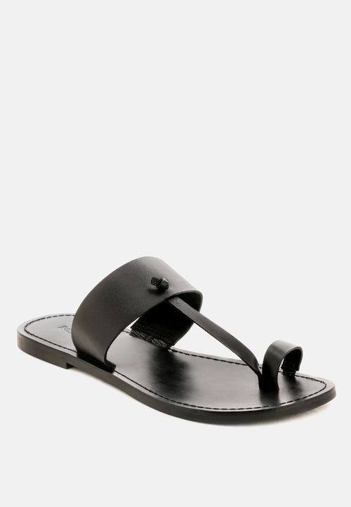 LEONA – Sandalia Negra de Piel con Estilo Europeo